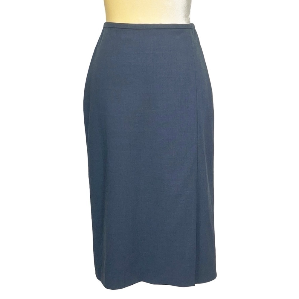 Vintage Brooks Brothers Lightweight Wool Skirt Navy Blue Size 4 Side Slit EUC